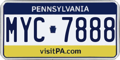 PA license plate MYC7888
