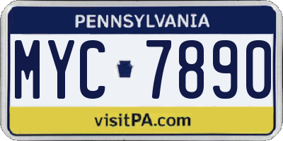 PA license plate MYC7890