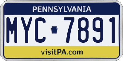 PA license plate MYC7891