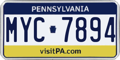 PA license plate MYC7894