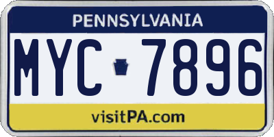 PA license plate MYC7896