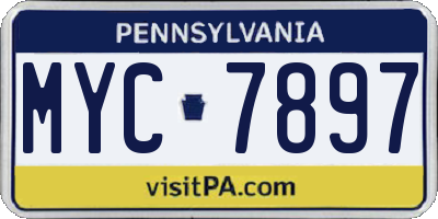 PA license plate MYC7897