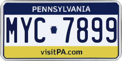 PA license plate MYC7899