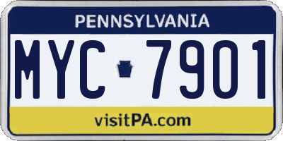 PA license plate MYC7901
