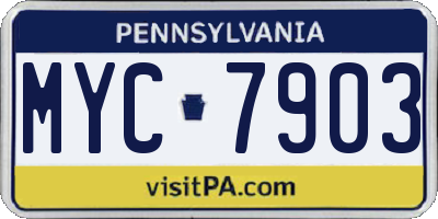 PA license plate MYC7903