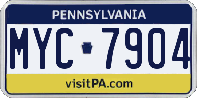PA license plate MYC7904