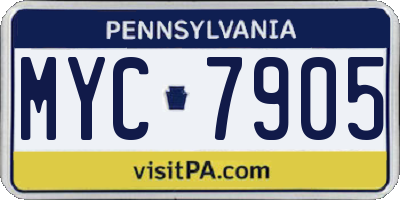 PA license plate MYC7905