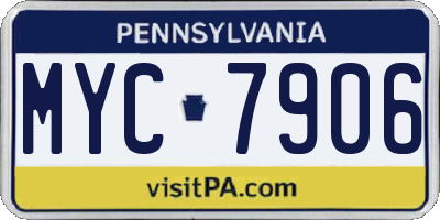 PA license plate MYC7906