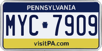 PA license plate MYC7909