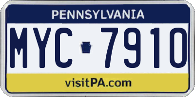PA license plate MYC7910