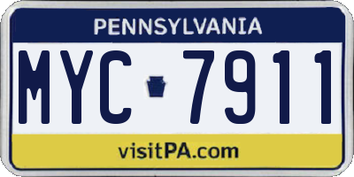 PA license plate MYC7911