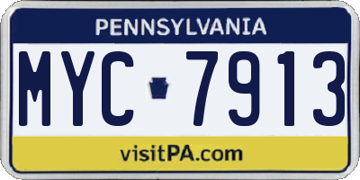 PA license plate MYC7913