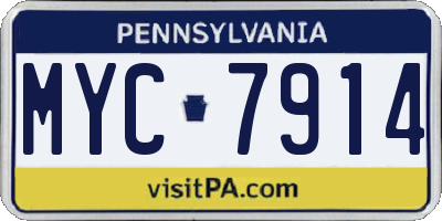 PA license plate MYC7914