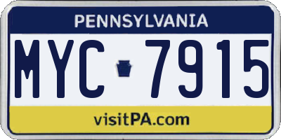 PA license plate MYC7915