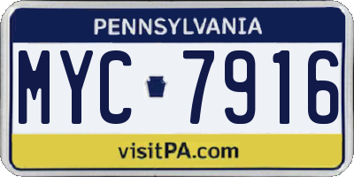 PA license plate MYC7916