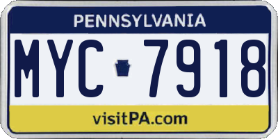 PA license plate MYC7918