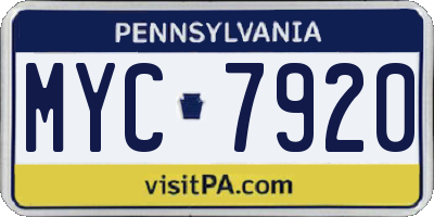 PA license plate MYC7920