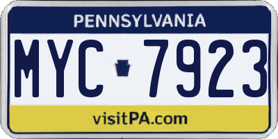 PA license plate MYC7923