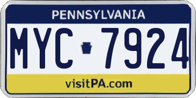 PA license plate MYC7924