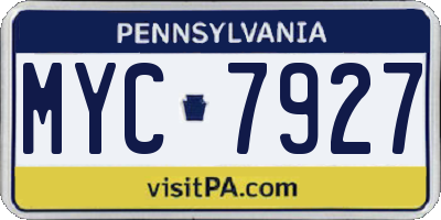 PA license plate MYC7927
