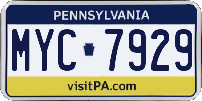 PA license plate MYC7929