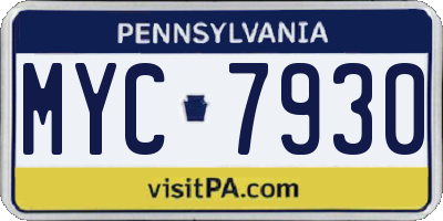 PA license plate MYC7930