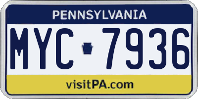 PA license plate MYC7936