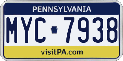 PA license plate MYC7938