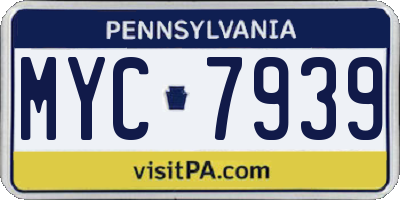 PA license plate MYC7939