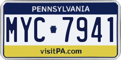 PA license plate MYC7941