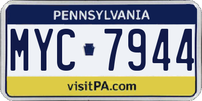 PA license plate MYC7944