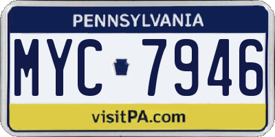 PA license plate MYC7946