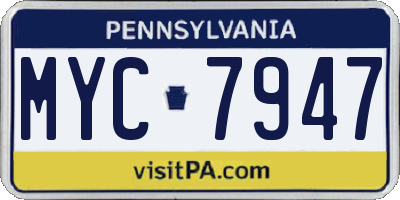 PA license plate MYC7947