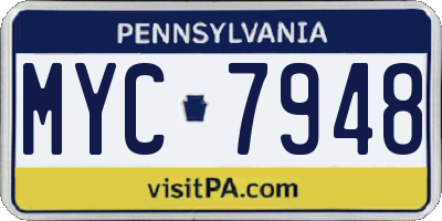 PA license plate MYC7948