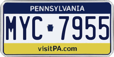 PA license plate MYC7955