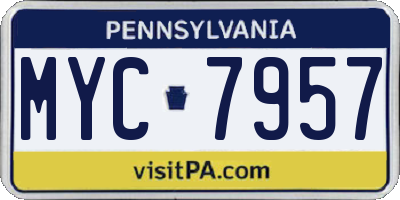 PA license plate MYC7957