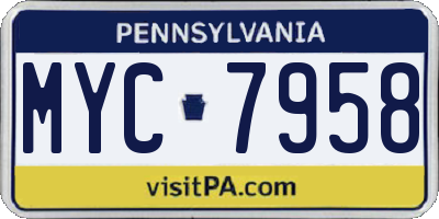 PA license plate MYC7958