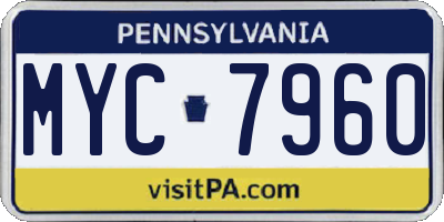 PA license plate MYC7960