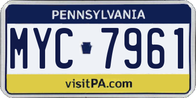 PA license plate MYC7961