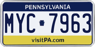 PA license plate MYC7963