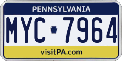 PA license plate MYC7964