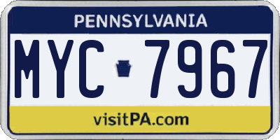 PA license plate MYC7967