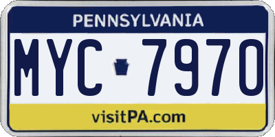 PA license plate MYC7970