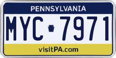 PA license plate MYC7971