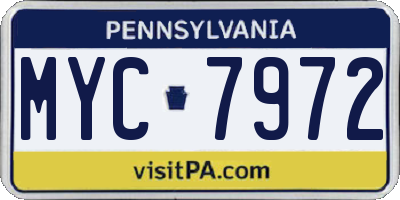 PA license plate MYC7972
