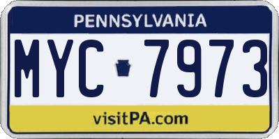 PA license plate MYC7973