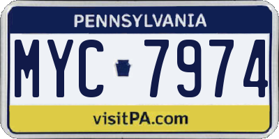 PA license plate MYC7974