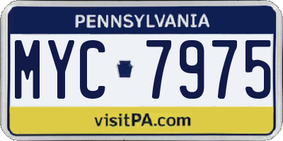 PA license plate MYC7975