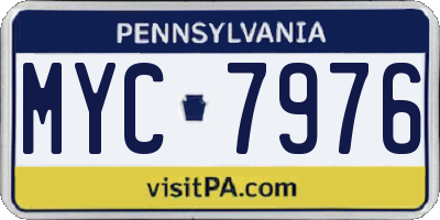 PA license plate MYC7976