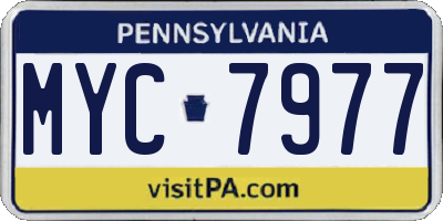 PA license plate MYC7977